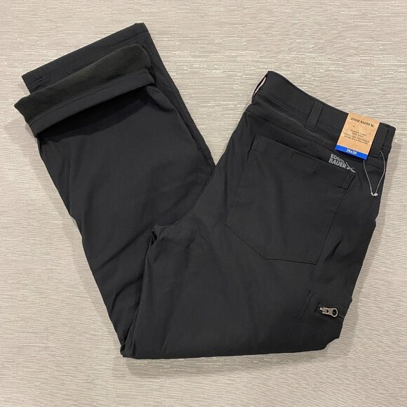 Eddie Bauer Fleece Lined Tech Pants Mens 36 x 30 Black Water Repellent Insulated - Picture 1 of 12